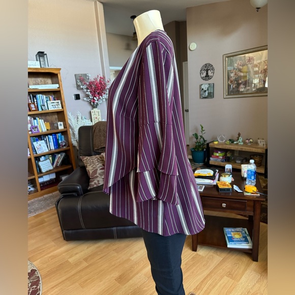 Apt 9 brownish/red, black & white 3/4 sleeves blouse-size L - Picture 7 of 9